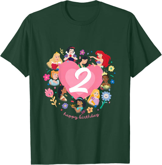 Disney Princess Heart 2 Years Old Happy Second Birthday T-Shirt - T-Shirt | Forest
