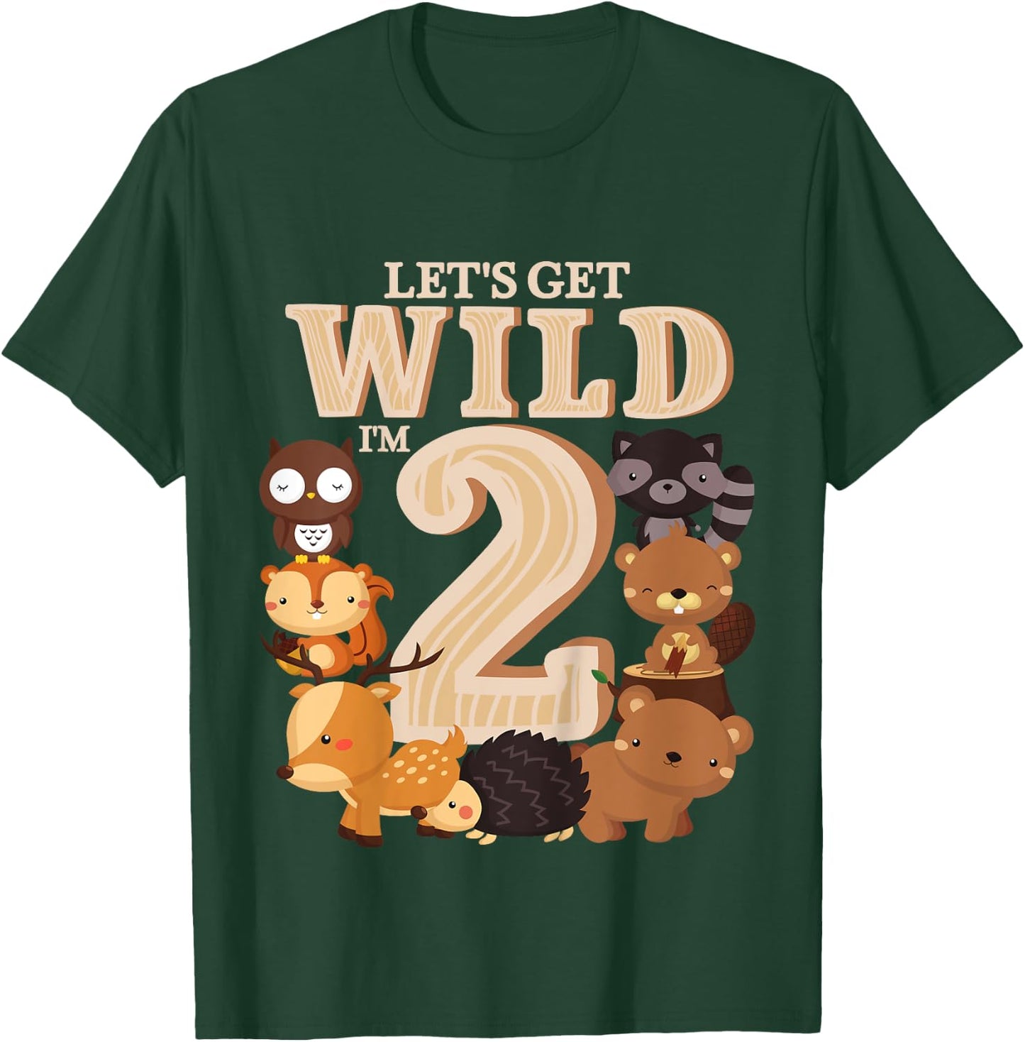 2 Year Old Woodland Animals Birthday Wild Forest 2nd Gift T-Shirt - T-Shirt | Forest