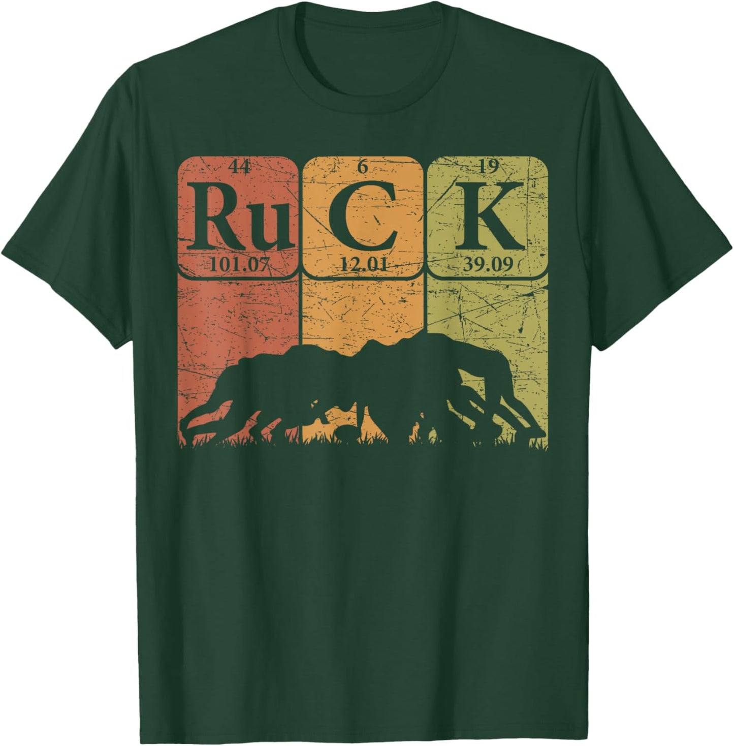 Ruck Rugby Periodic Table Elements Rugby Player Nerd Retro T-Shirt - T-Shirt | Forest