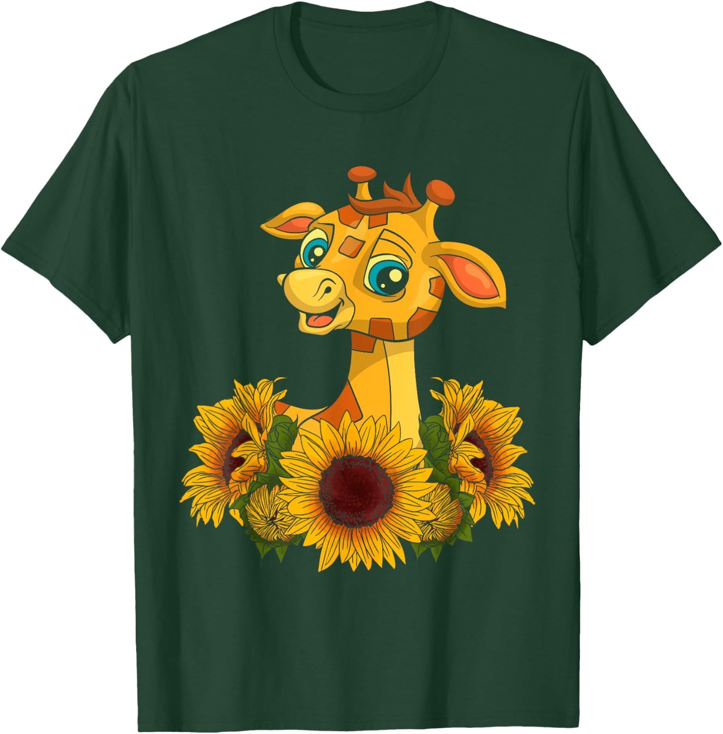 Sunflower Safari Africa Animal Toddlers Kids Gift Giraffe T-Shirt - T-Shirt | Forest