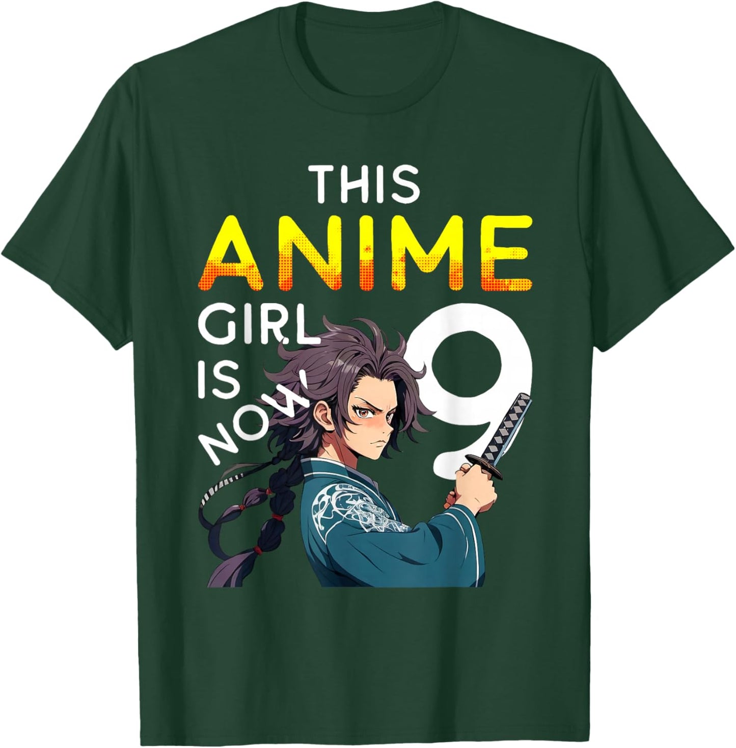 This Anime Girl Is Now 9 Years Old 9th Birthday Kawaii Kids T-Shirt - T-Shirt | Forest