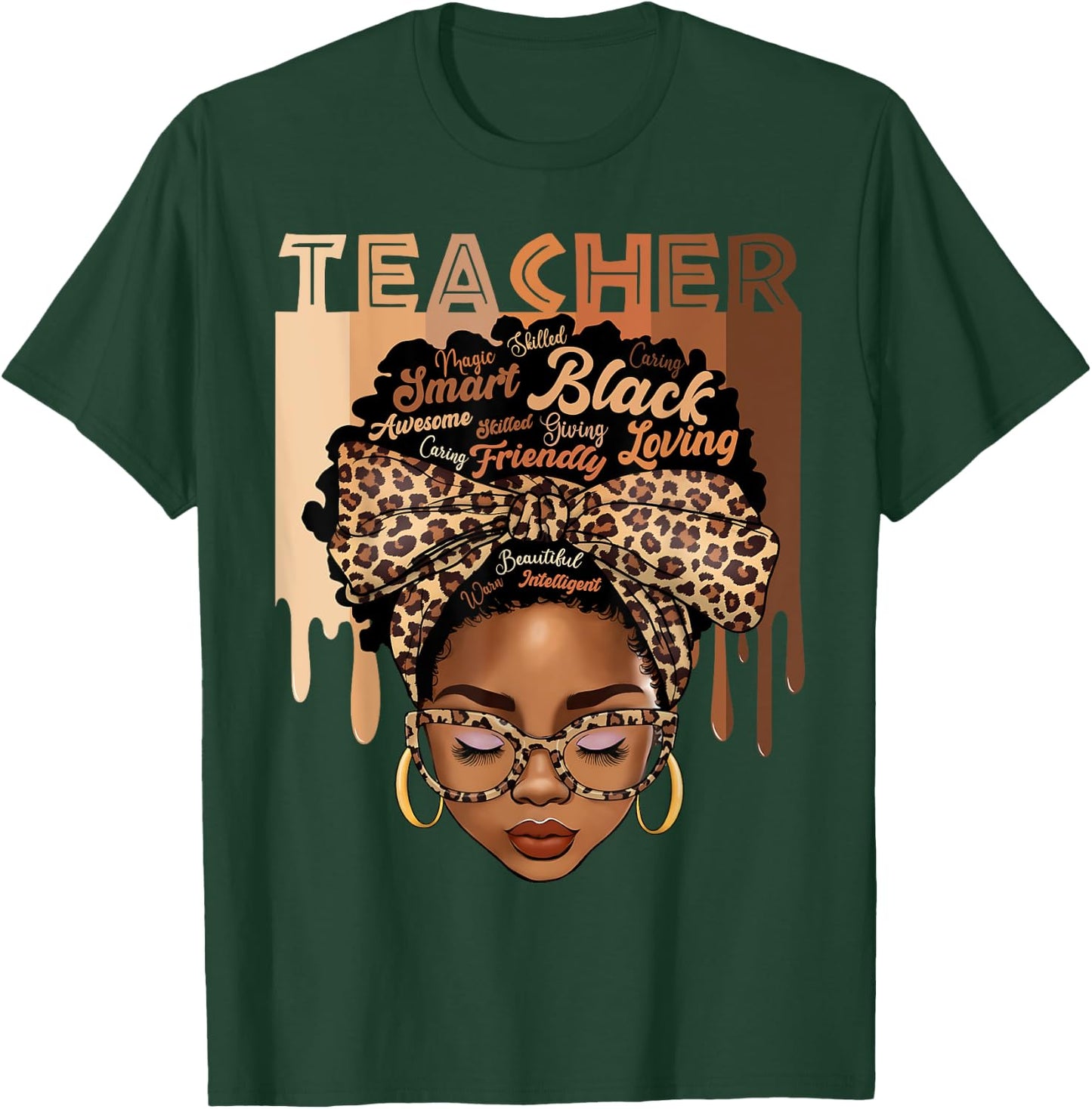 Black Teacher Magic Black History Month Afro Hair Melanin T-Shirt - T-Shirt | Forest