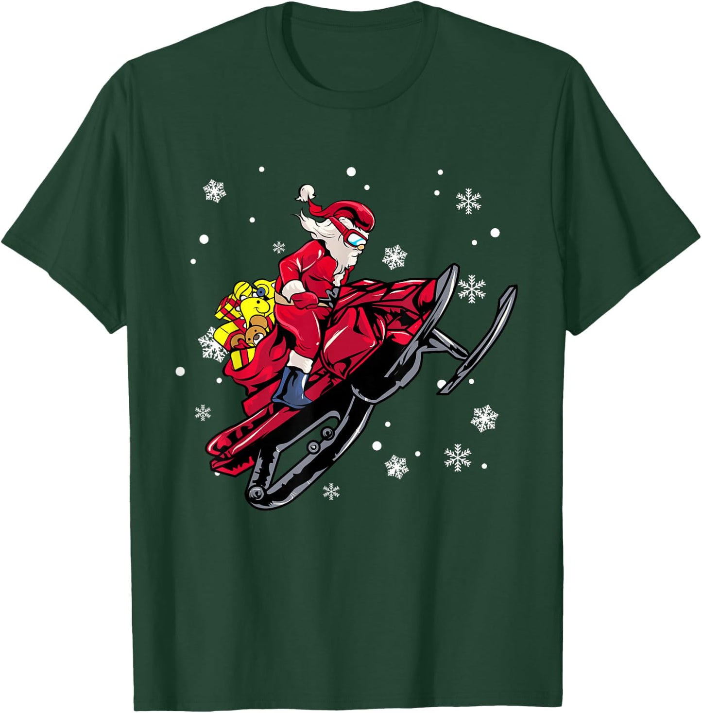 Snowmobile Santa Claus Snowmobiling Christmas Sled T-Shirt - T-Shirt | Forest