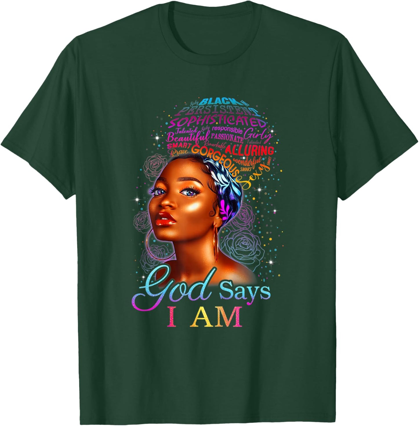 Black African American Ebony Blessed Queen Empowerment T-Shirt - T-Shirt | Forest