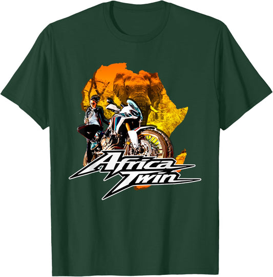 Africa Touring Twin Motorcycle Nature Woman T-Shirt - T-Shirt | Forest