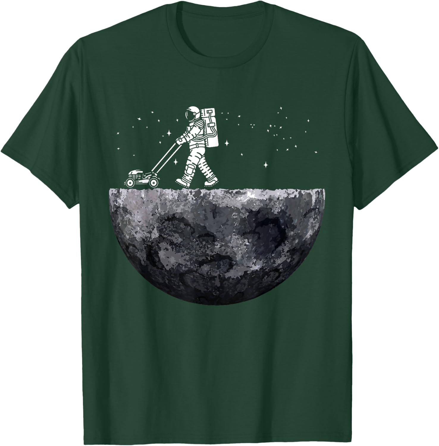 Astronauts Mowing Lawn on the Moon Vacuuming on the Moon T-Shirt - T-Shirt | Forest