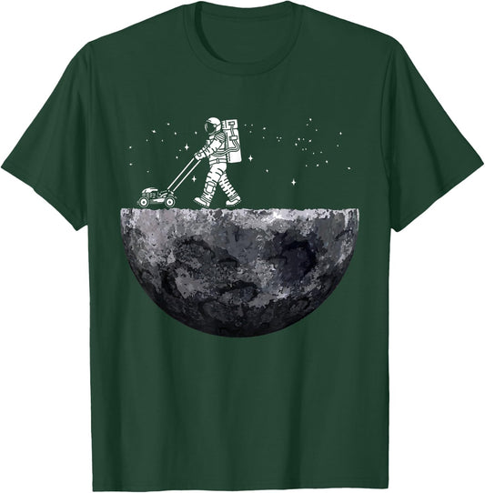 Astronauts Mowing Lawn on the Moon Vacuuming on the Moon T-Shirt - T-Shirt | Forest