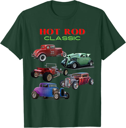 Vintage Car Collection Classic Hot Rod Antique Car - Men's Black Short Sleeve Classic Fit - Small T-Shirt - T-Shirt | Forest
