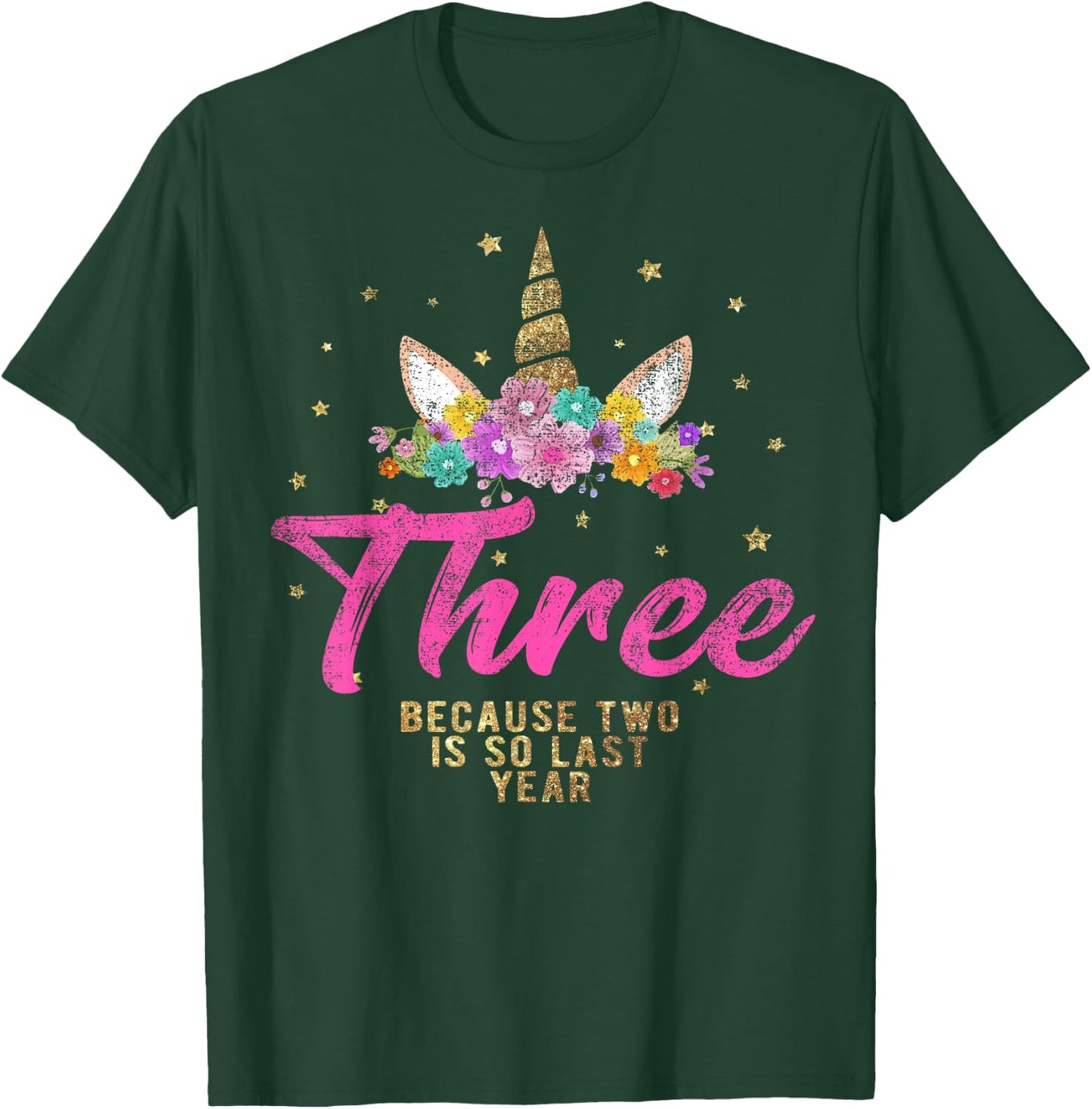 Unicorn Birthday Shirt for 3 Year Old Girl Gift 3 T-Shirt - T-Shirt | Forest