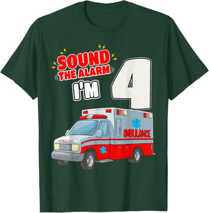4th Birthday Medical Ambulance EMT 4 Years Old EMS Paramedic T-Shirt - T-Shirt | Forest