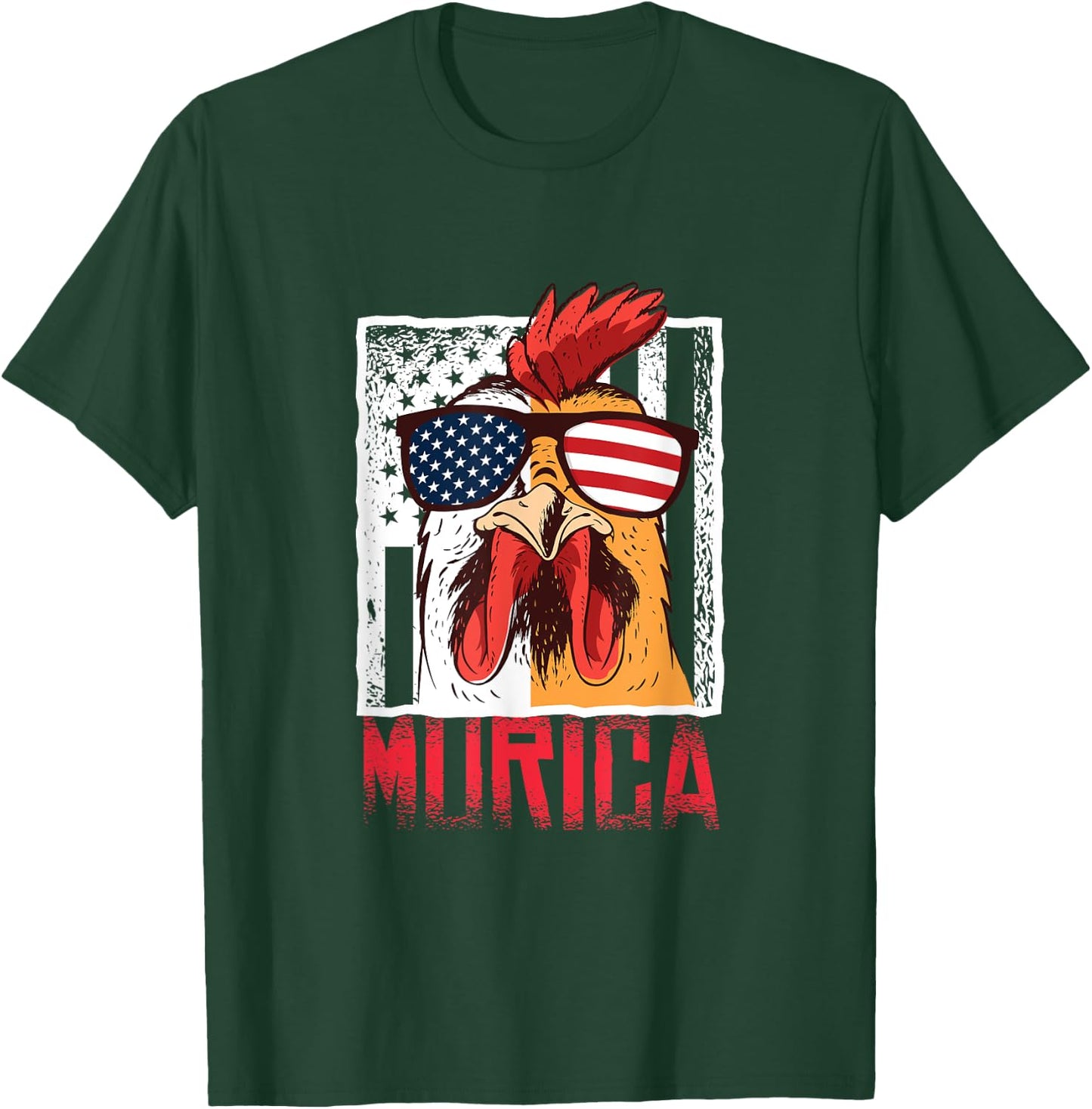 Merica Sunglasses Cock Funny Rooster Murica T-Shirt - T-Shirt | Forest