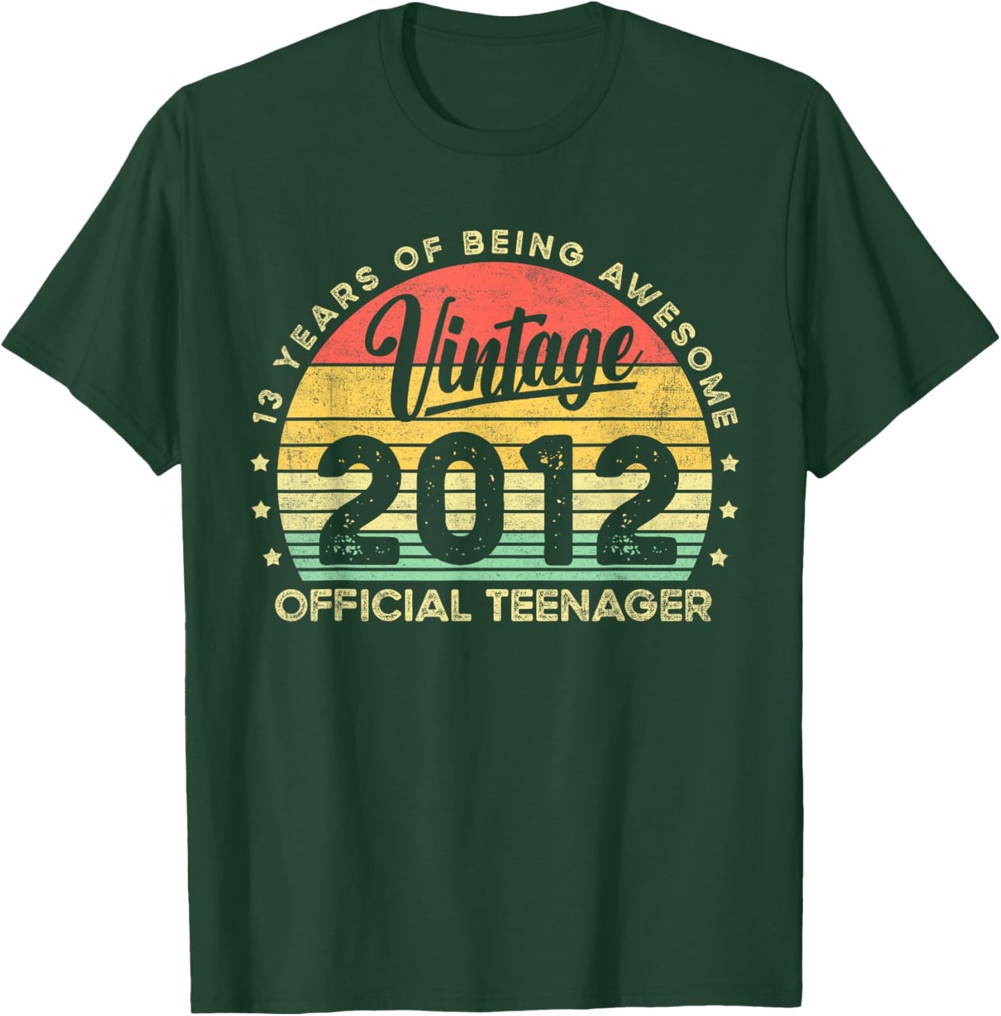Vintage 2012 Official Teenager 13th Birthday Gifts 13 Yr Old T-Shirt - T-Shirt | Forest