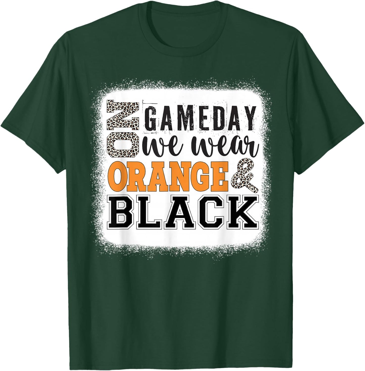On Gameday Football We Wear Orange and Black Leopard Print T-Shirt - T-Shirt | Forest