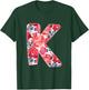 Letter K Sign Alphabet Last Name Consonants Flower Gift T-Shirt - T-Shirt | Forest
