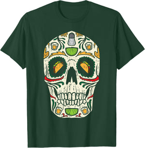 Sugar Skull Taco Tequila Pub Cinco De Mayo Calavera Mexican T-Shirt - T-Shirt | Forest