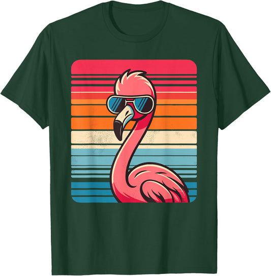 Cool Retro Flamingo in Sunglasses 70s 80s 90s Funny Flamingo T-Shirt - T-Shirt | Forest