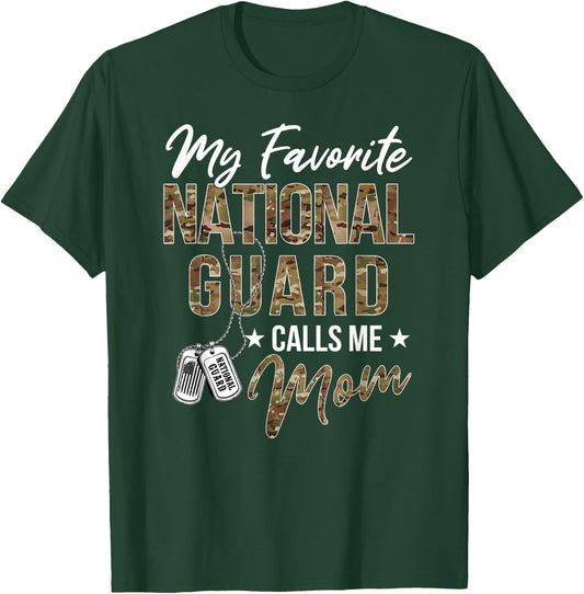 My Favorite National Guard Calls Me Mom Military Family T-Shirt - T-Shirt | Forest