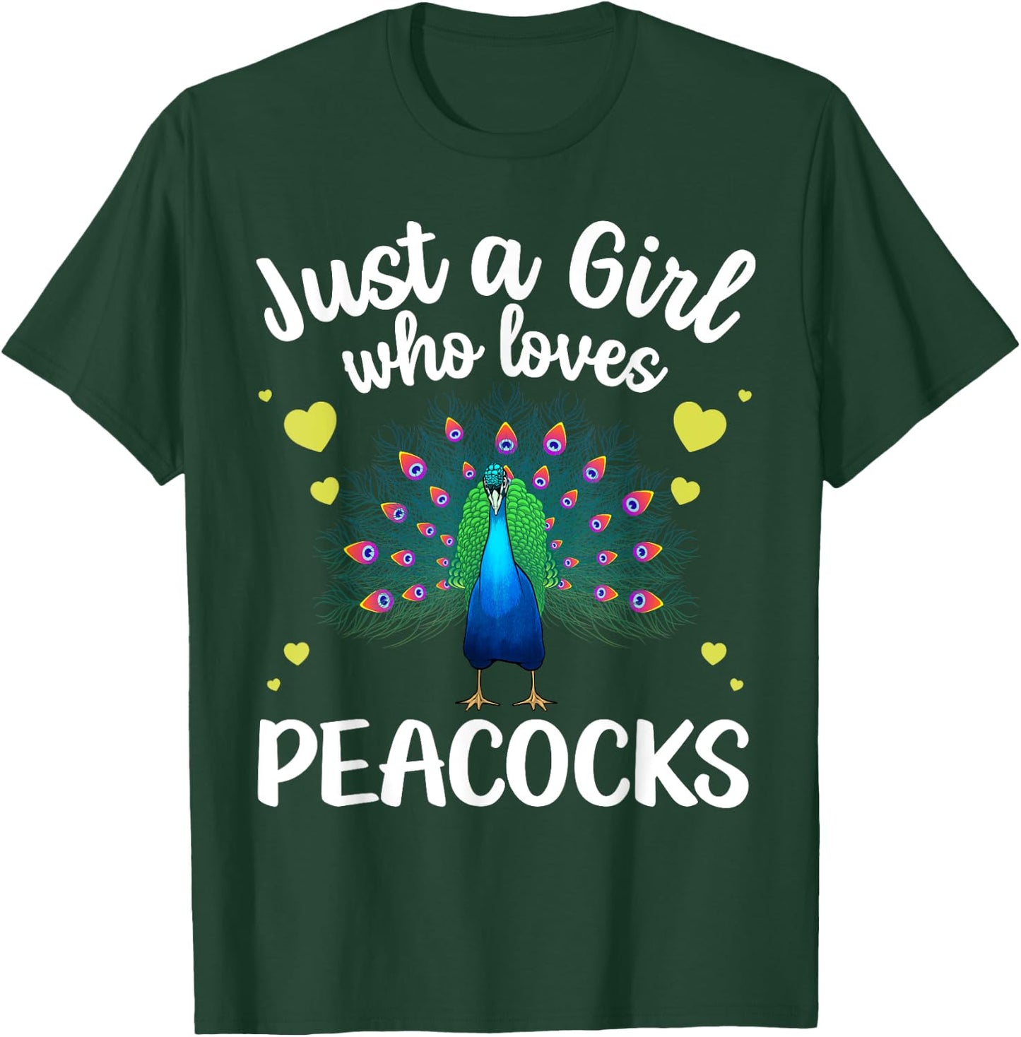 Funny Peacock Design For Girls Kids Youth Peacock Bird Lover T-Shirt - T-Shirt | Forest
