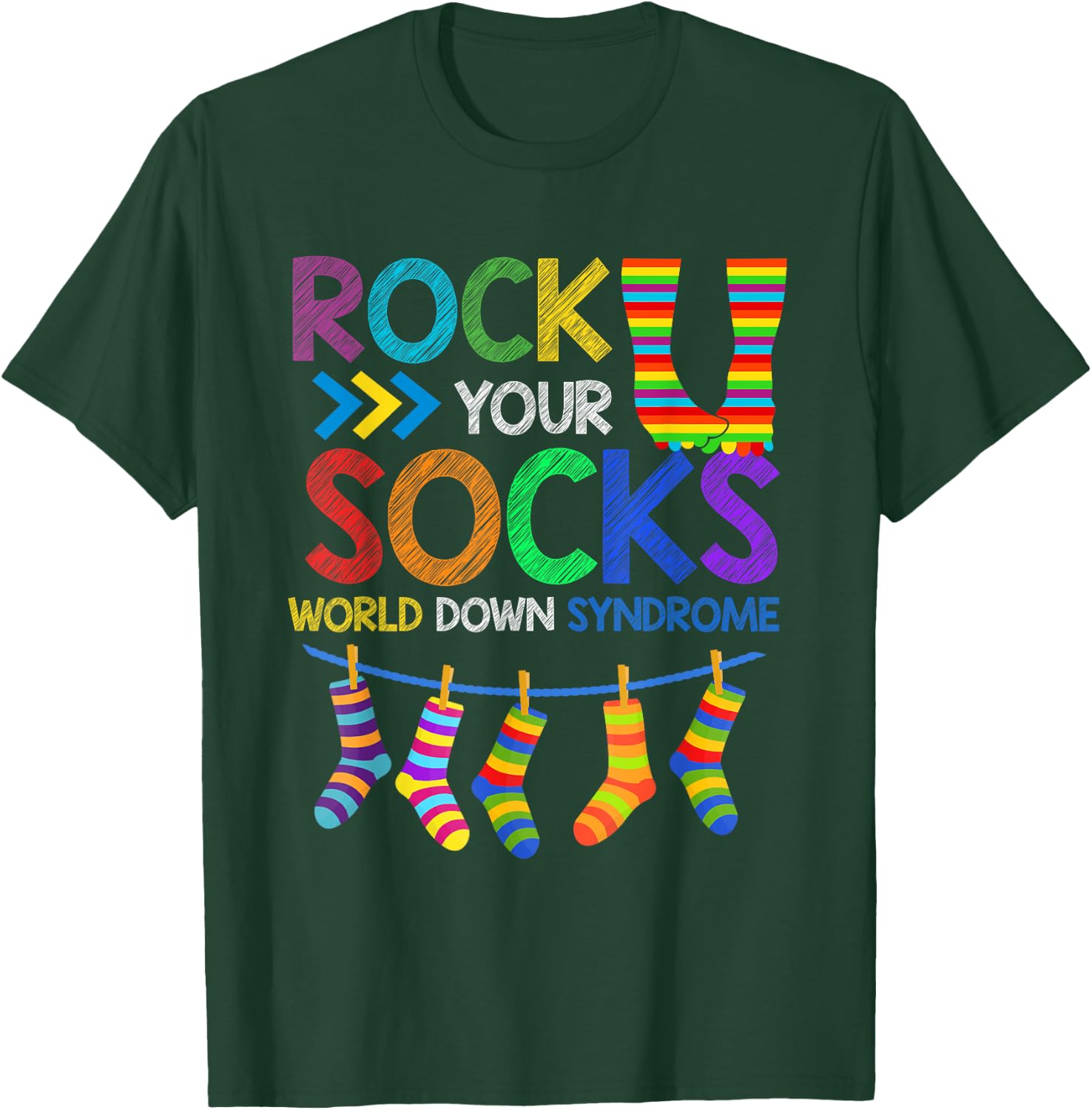 Rock Your Socks Down Syndrome Awareness Teachers Women Kids T-Shirt - T-Shirt | Forest