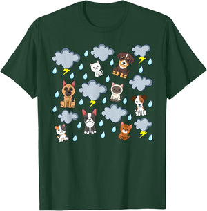 Raining Cats and Dogs Rain English Idiom Pets Puppies Kitten T-Shirt - T-Shirt | Forest