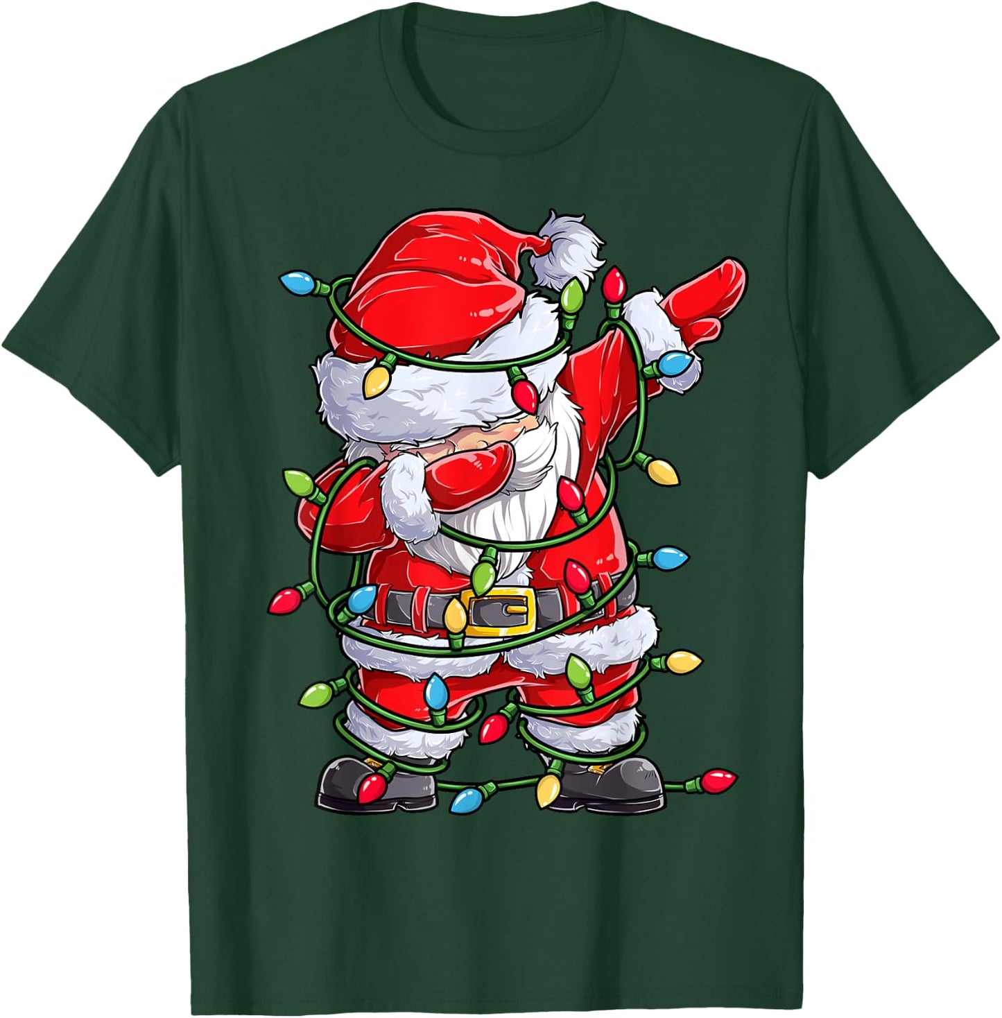 Dabbing Santa Christmas Tree Lights Xmas Gifts Boys Kids Dab T-Shirt - T-Shirt | Forest