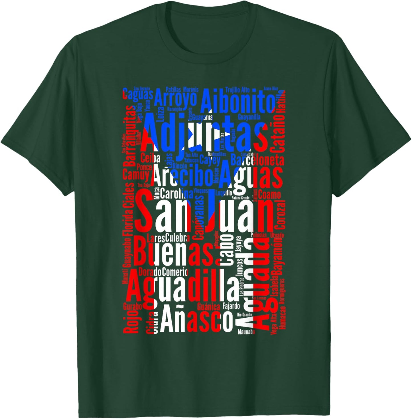Puerto Rican Cities - Puerto Rico Flag - Boricua T-Shirt - T-Shirt | Forest