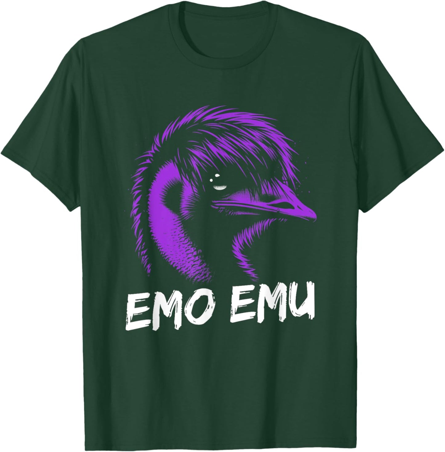 Funny Emo Emu - Vintage Emu Running Bird - -Adults/Kids - Black - Small - Short Sleeve - Cotton Blend - - Retro - Bird-Print T-Shirt - T-Shirt | Forest