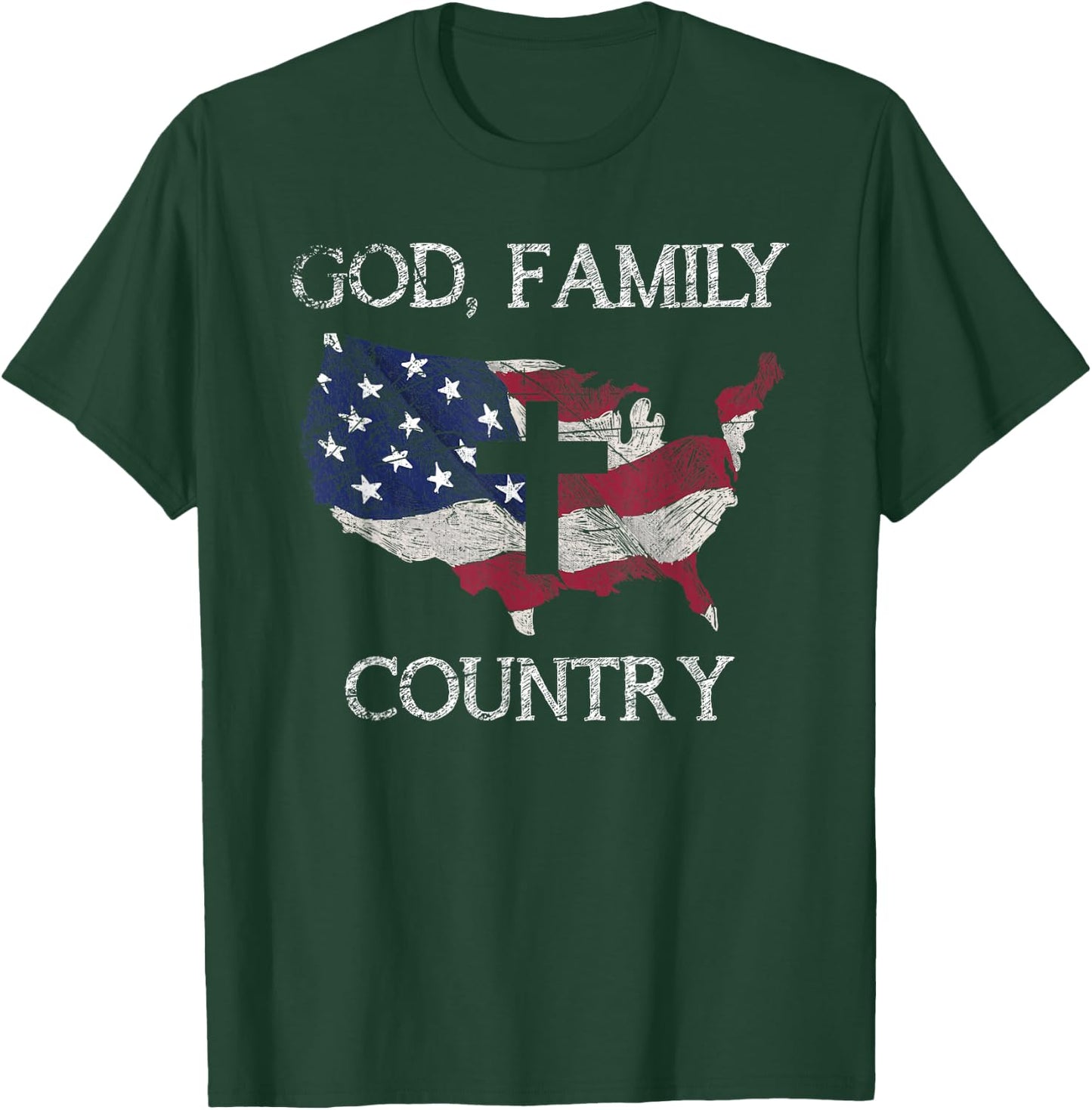 Prayer Christian Gifts & God Family Country Cross Christian Gift USA Prayer T-Shirt - T-Shirt | Forest