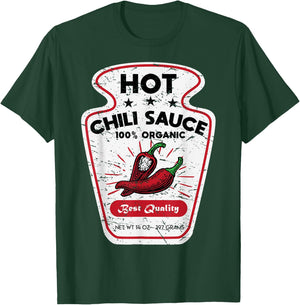 Vintage Spicy Chili Hot Sauce Costume Funny Halloween Gifts T-Shirt - T-Shirt | Forest