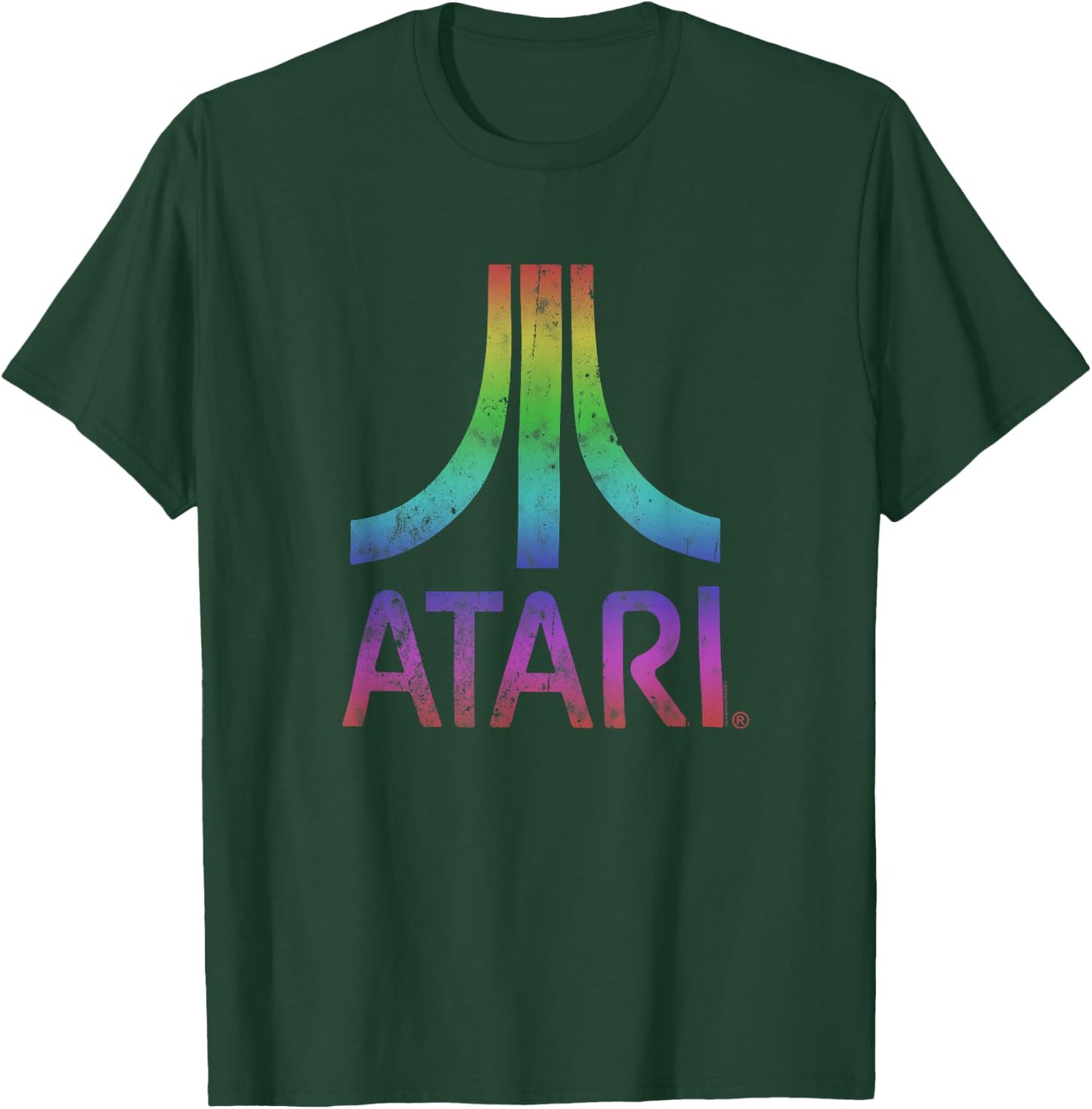 Atari Vintage Distressed Mt. Fuji Rainbow Logo Video Game T-Shirt - T-Shirt | Forest
