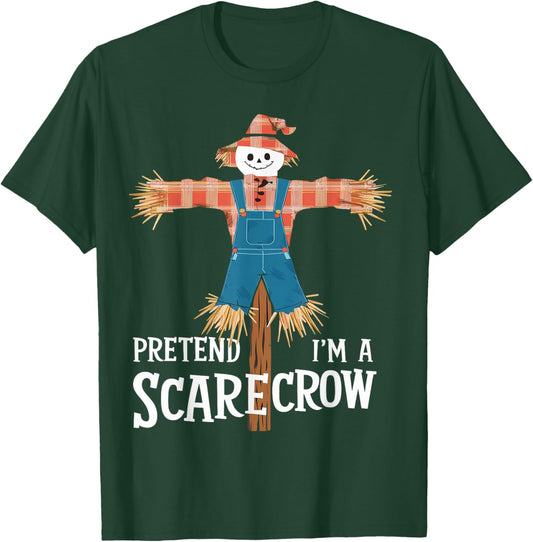 Pretend I'm A Scarecrow Funny Lazy Halloween Costume T-Shirt - T-Shirt | Forest