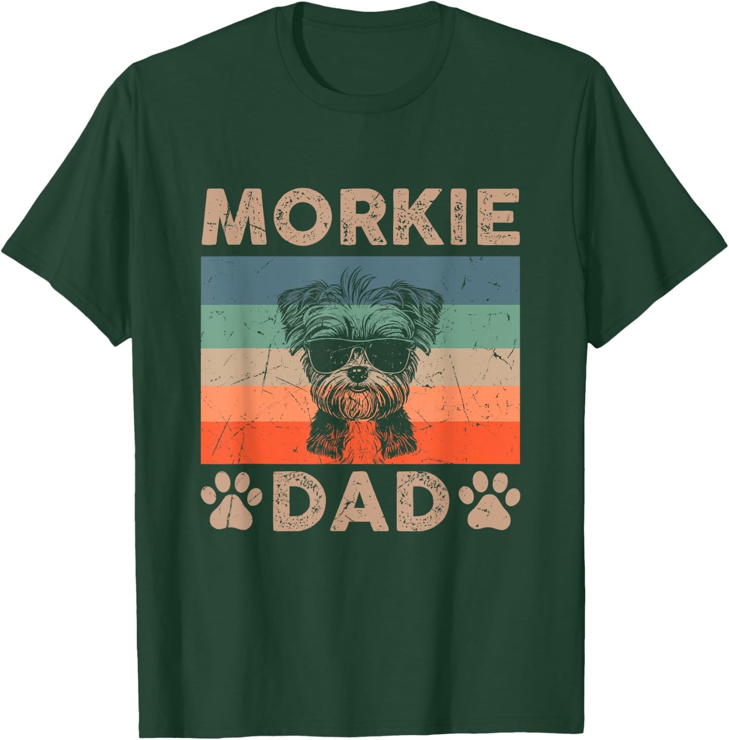 Vintage Morkie Dad Gifts Funny Dog Dad Lover Father's Day Women Kids T-Shirt - T-Shirt | Forest