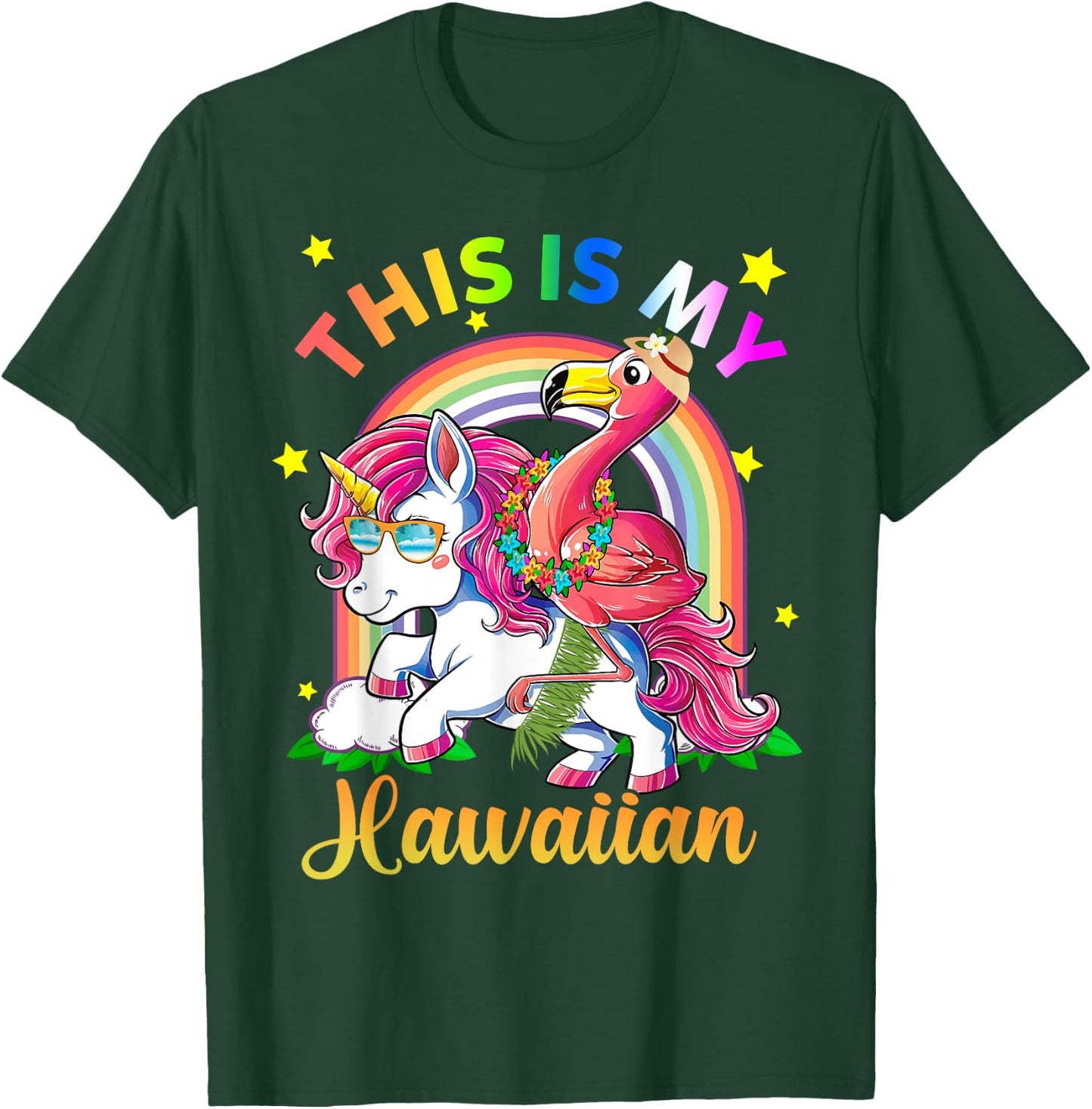 Unicorn Summer Beach Vacation This Is My Hawaiian Men Women Girls Kids T-Shirt - T-Shirt | Forest