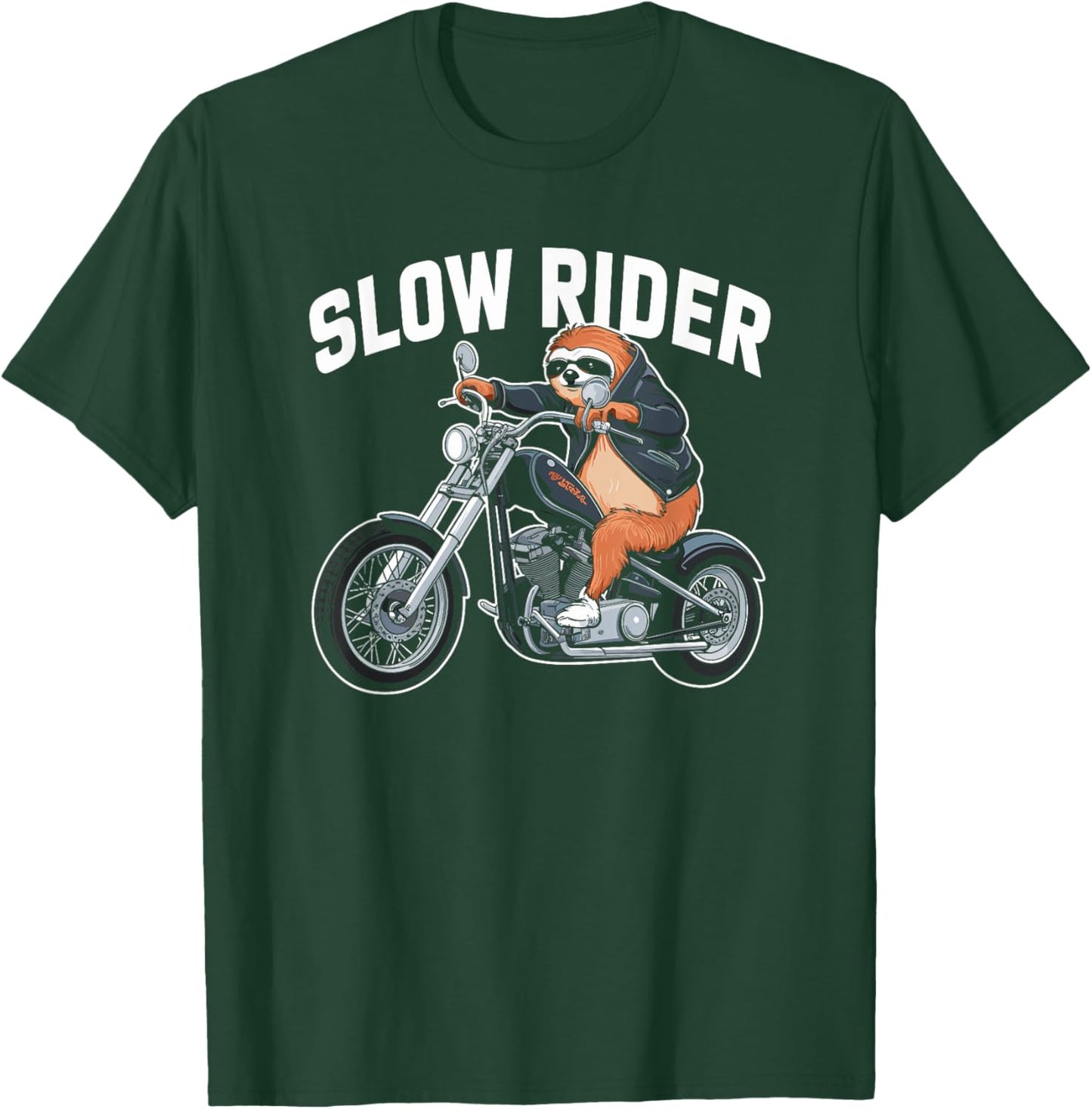 Sloth Biker Pun, Slow Rider, Funny Motorcycle Chopper Sloth T-Shirt - T-Shirt | Forest