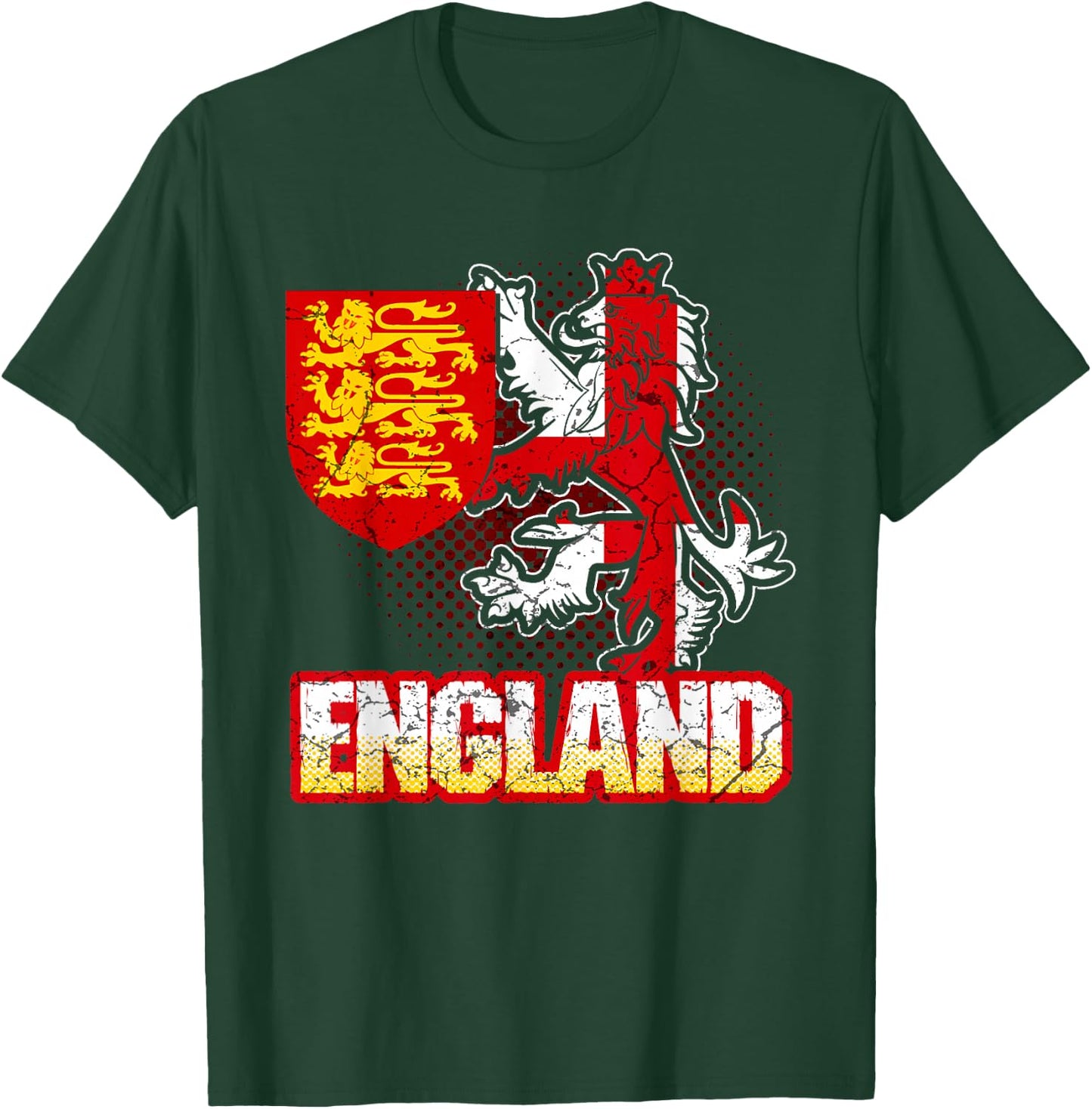 England English Flag Coat Of Arms Football Lion British T-Shirt - T-Shirt | Forest