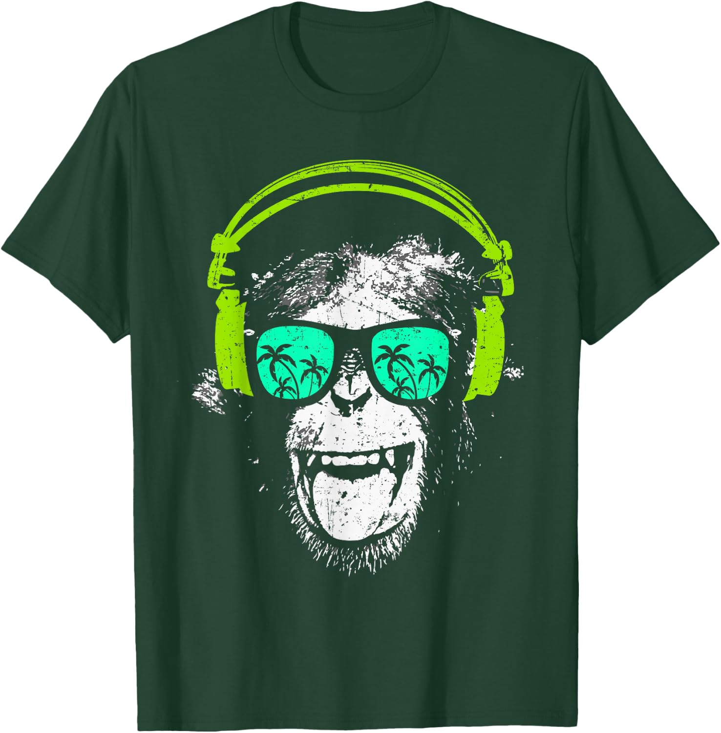 Monkey DJ with headphones and sunglasses Gift T-Shirt - T-Shirt | Forest