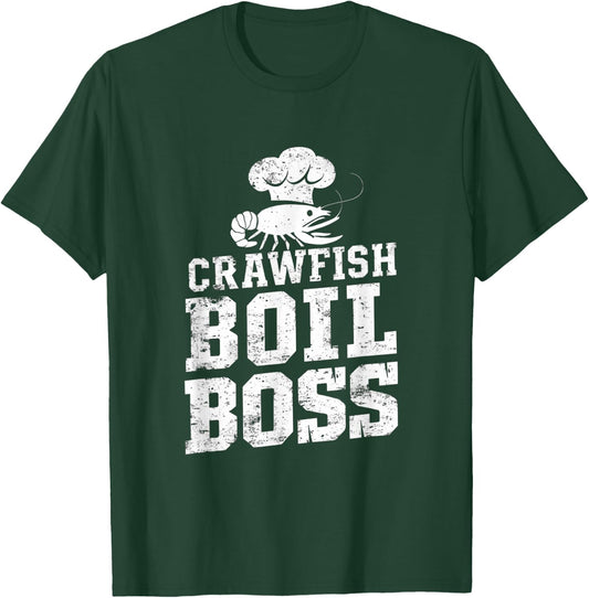 Crawfish Boil Boss Vintage Distressed Look T-Shirt - T-Shirt | Forest
