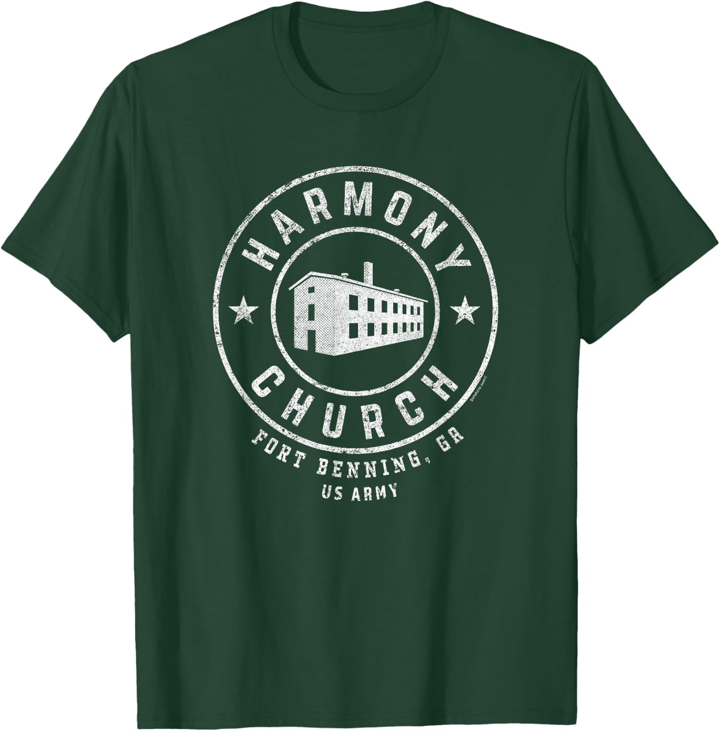 GS Military Designs - Harmony Church - Fort Benning, GA Retro - Black - Small - -Adults - Military Personnel, Veterans, Fort Benning Alumni, Adults with Military History Interest T-Shirt - T-Shirt | Forest
