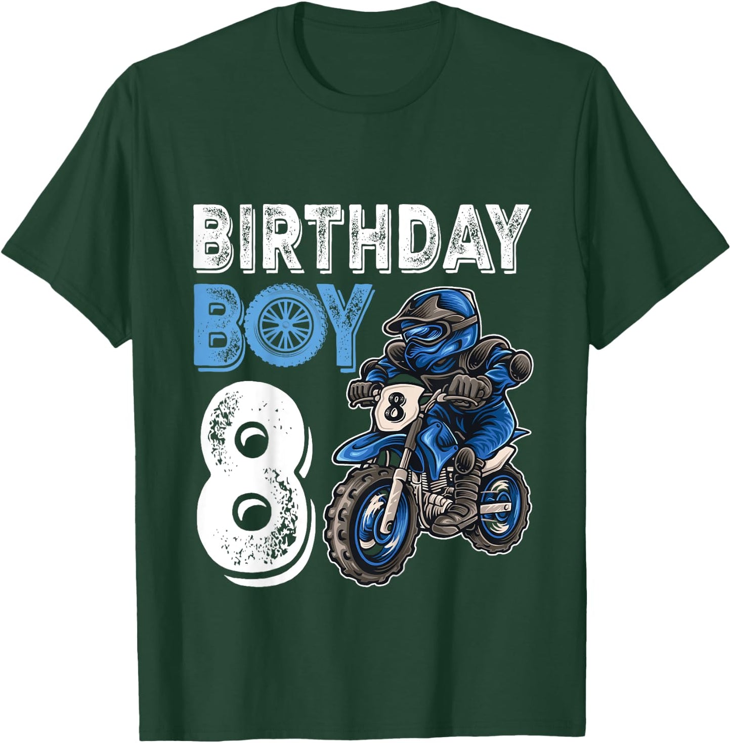 Motocross MX 8th Gift 8 Year Old Dirt Bike Birthday Party T-Shirt - T-Shirt | Forest