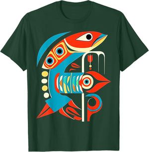 Salmon Salish Coastal Art Native American T-Shirt - T-Shirt | Forest