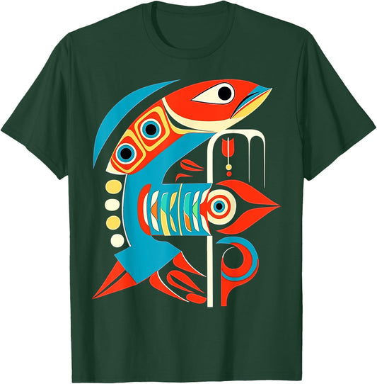 Salmon Salish Coastal Art Native American T-Shirt - T-Shirt | Forest