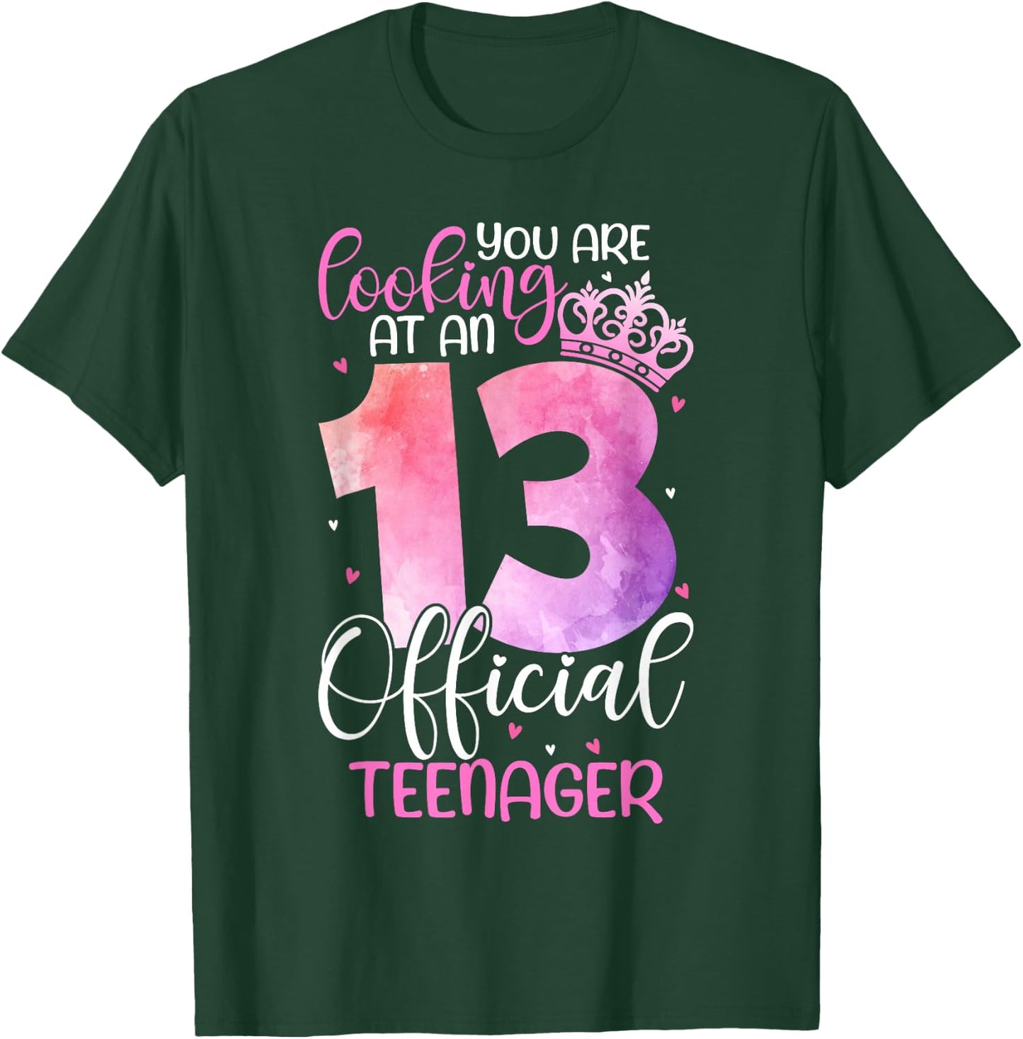 13th Birthday Girls 13 Years Cute Official Teenager Birthday T-Shirt - T-Shirt | Forest