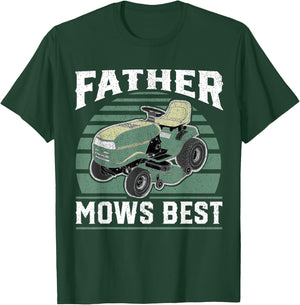 Father Mows Best Funny Riding Mower Retro Mowing Dad Gift T-Shirt - T-Shirt | Forest