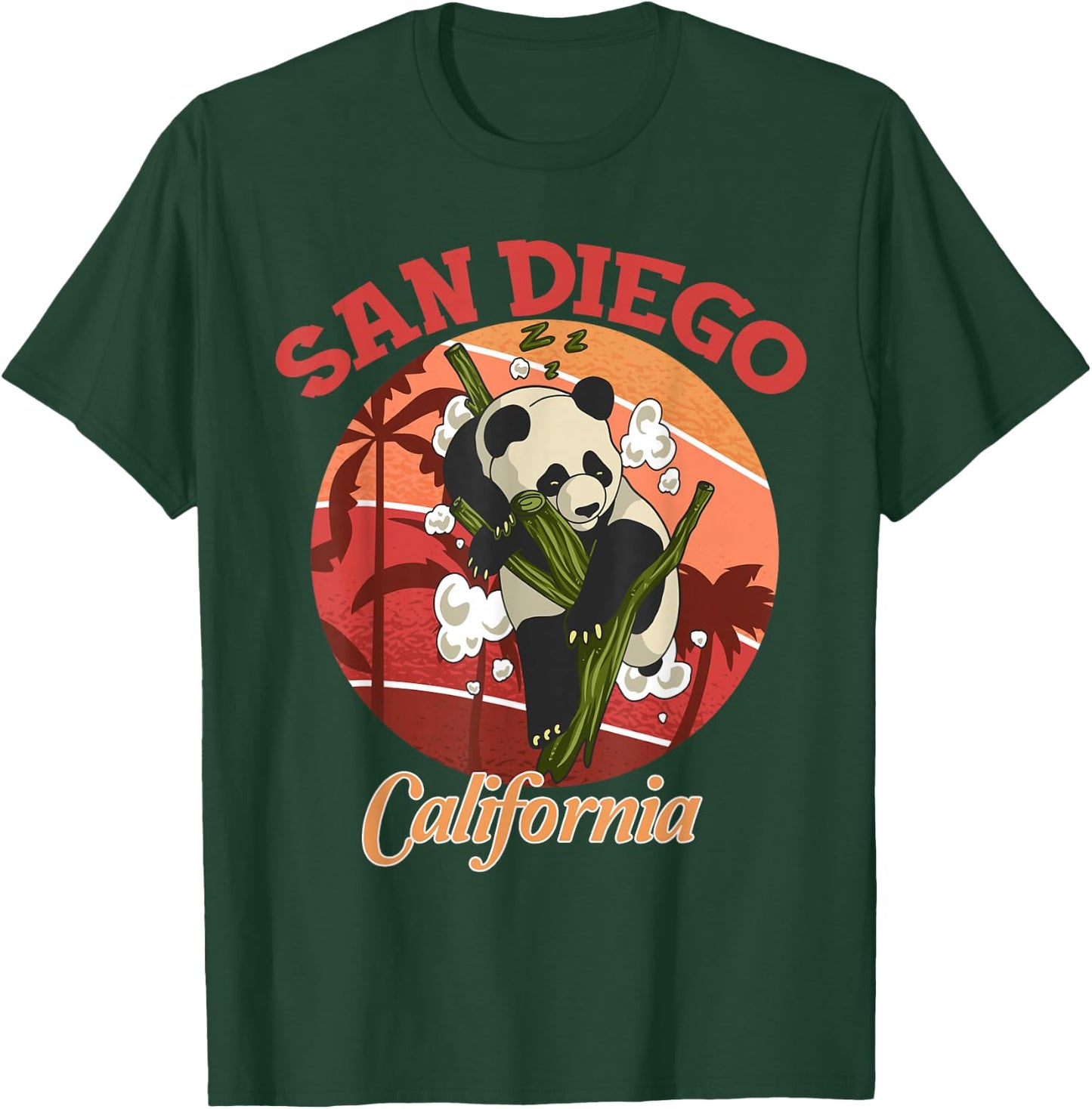 Cute California State San Diego Retro Panda Zoo T-Shirt - T-Shirt | Forest