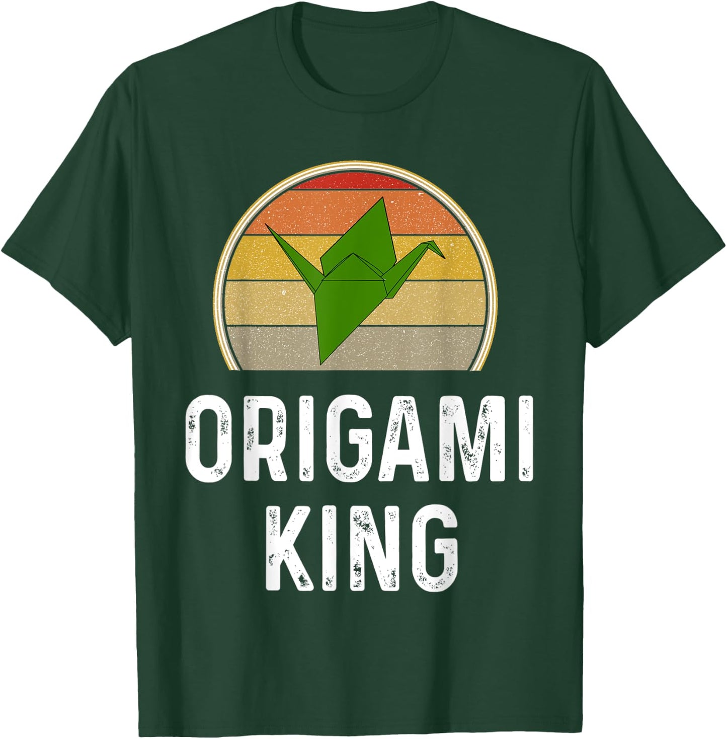 Funny Origami King Folded Paper Bird Crane Retro Sunset T-Shirt - T-Shirt | Forest