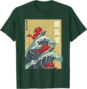 Japanese Style Big Wave Surfing Dragons T-Shirt - T-Shirt | Forest