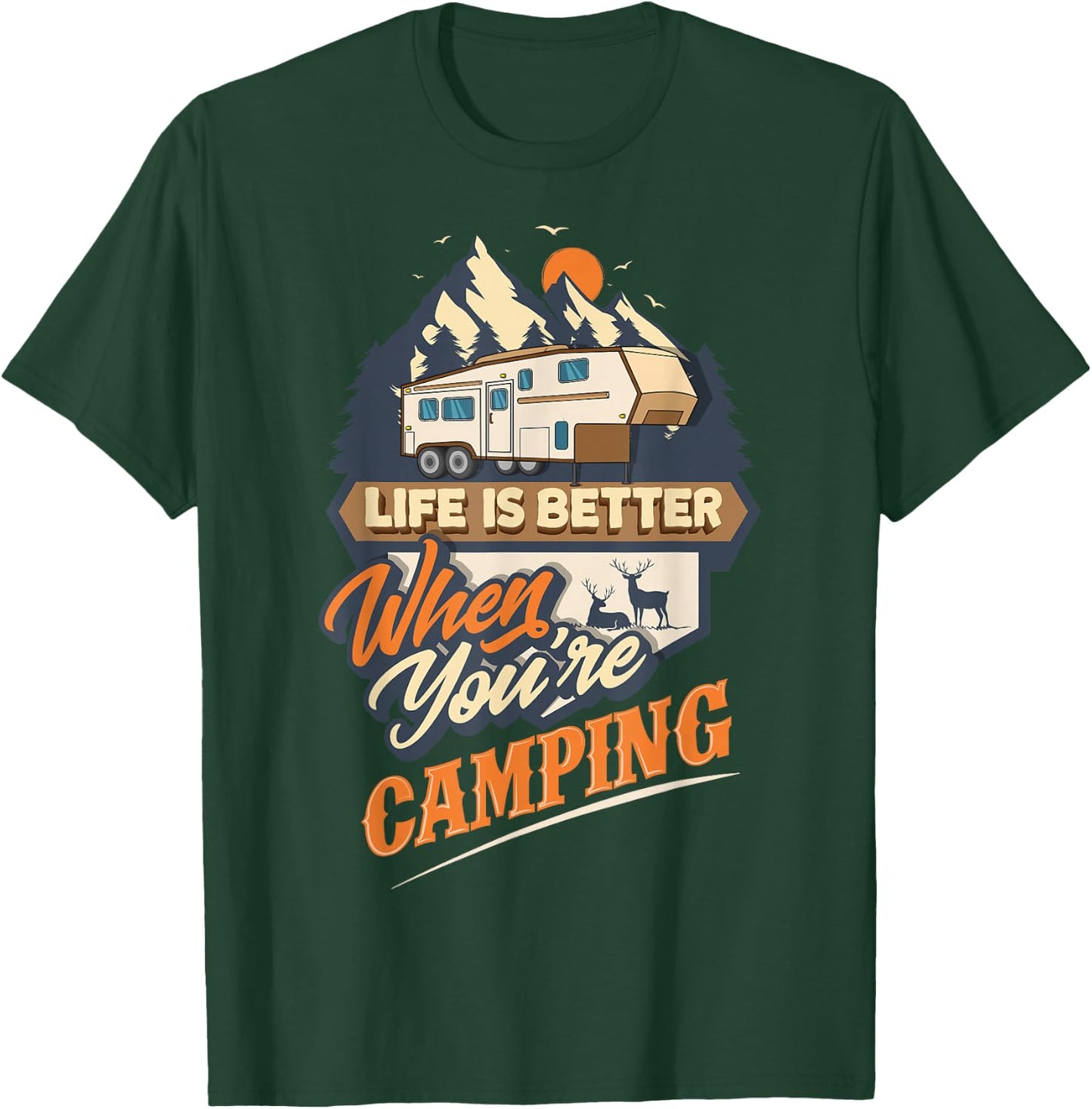 5th Wheel RV Camping T-Shirt - T-Shirt | Forest