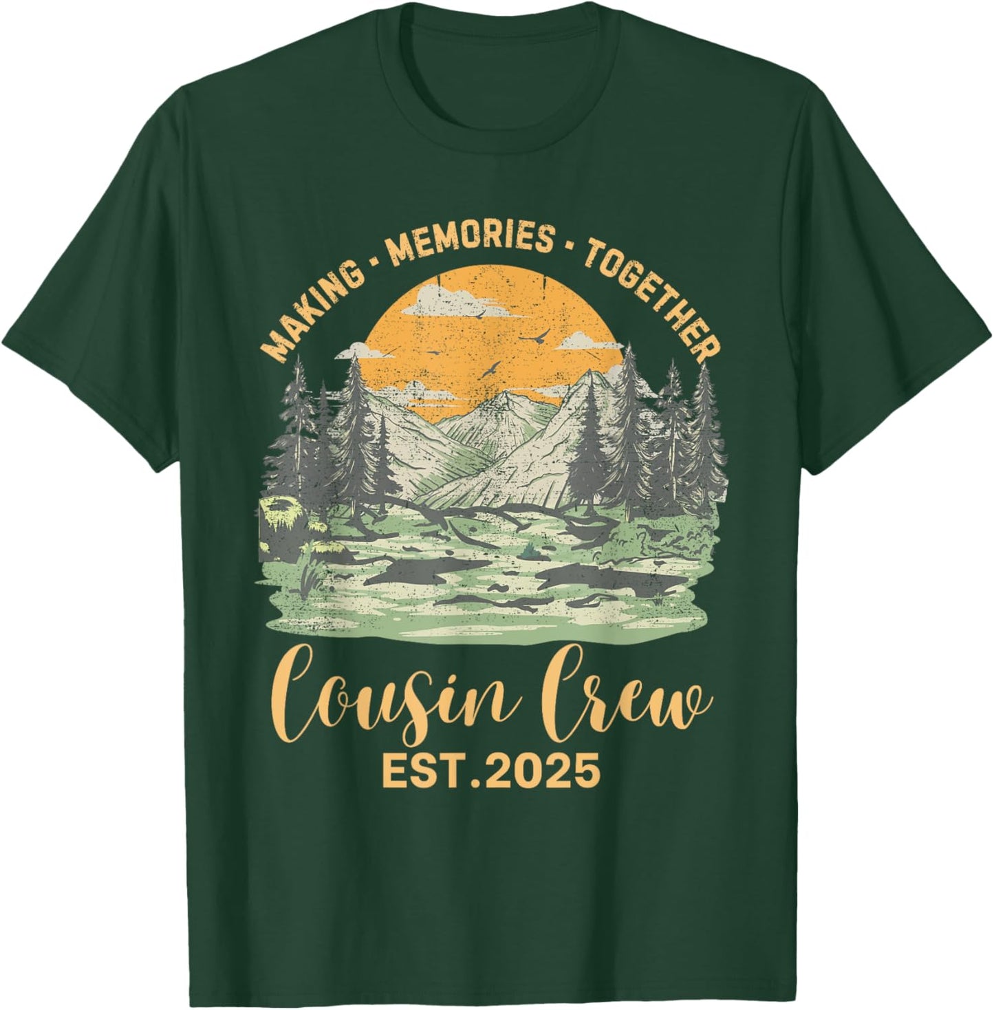 Cousin Crew Est.2025 Family Camping Trip Matching Camp Squad T-Shirt - T-Shirt | Forest