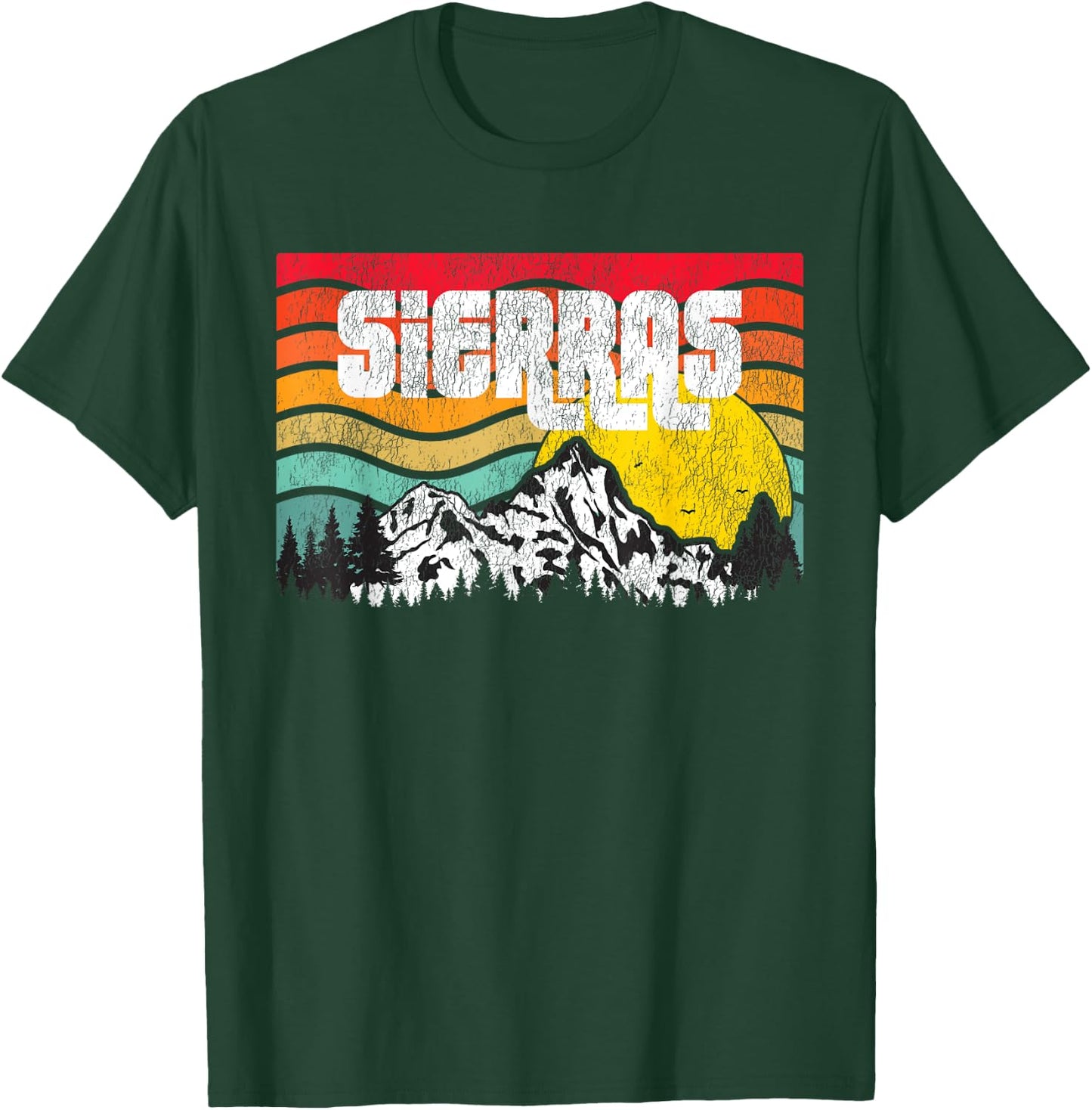 Sierra Mountains High Sierras PCT Vintage Sunset Retro T-Shirt - T-Shirt | Forest