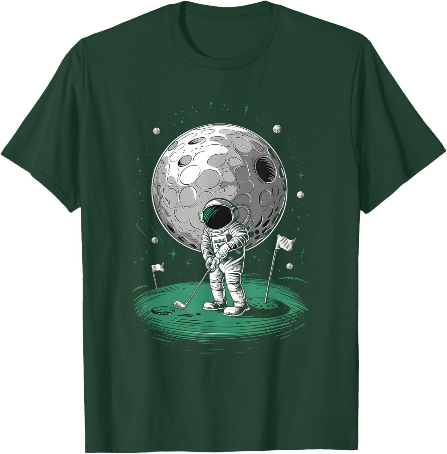 Astronaut Golfing On Moon Funny Golf T-Shirt - T-Shirt | Forest